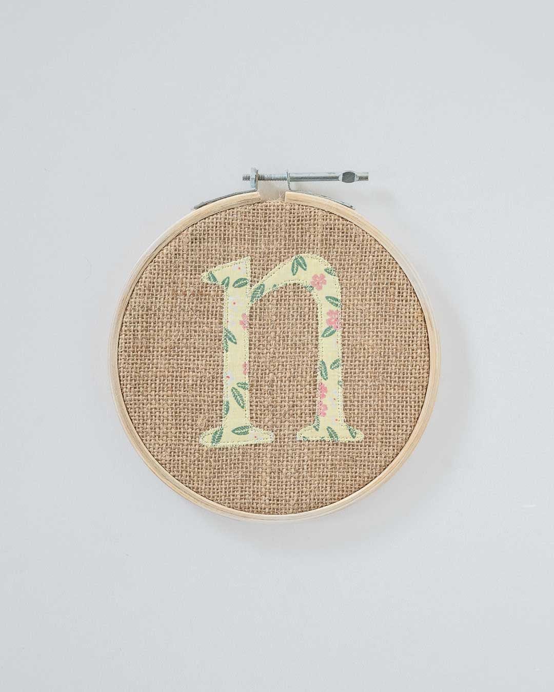Alphabet Embroidery Hoop Wall Hanging