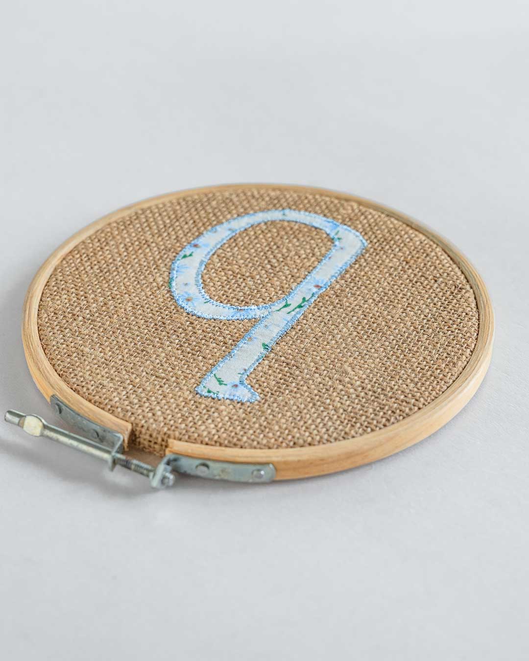 Alphabet Embroidery Hoop Wall Hanging