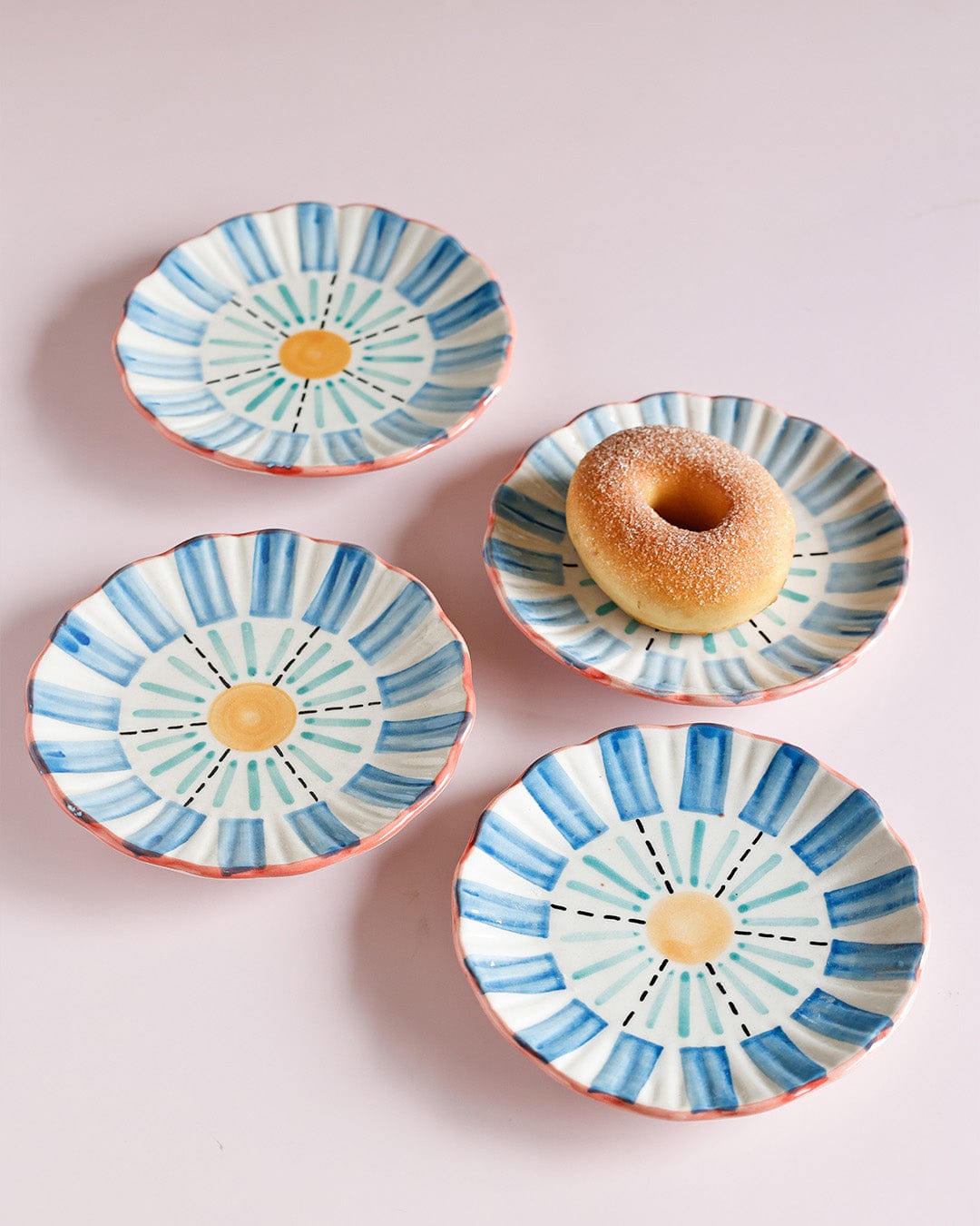 Masquerade Ceramic Blue Snacks Plate Set of 4