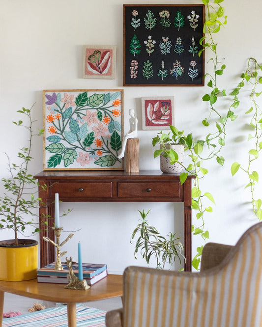 Valley of Flowers Hand Embroidered Beads Wall Décor