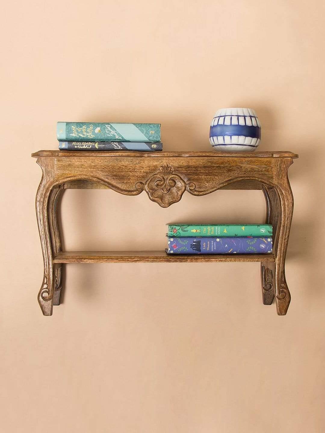 Alice Mini Table Handcrafted Wooden Wall Shelf