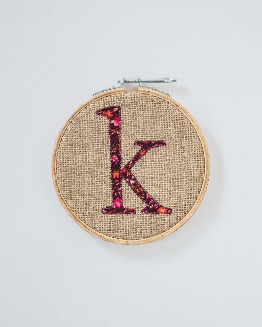 Alphabet Embroidery Hoop Wall Hanging