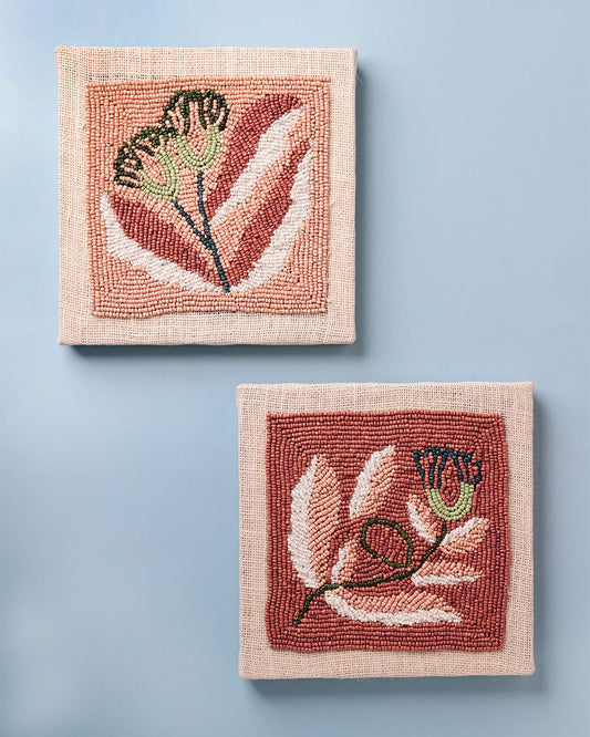 Botanica Hand Embroidered Beads Wall Décor - Set of 2